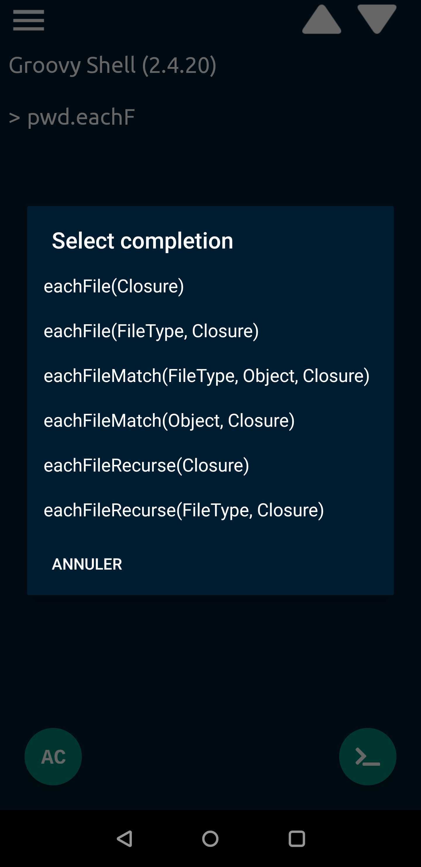 Auto-completion screenshot